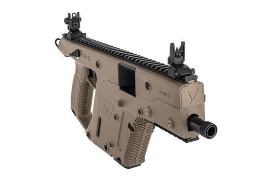 Kriss Vector SDP .45 ACP pistol with FDE frame includes flip-up iron sights and threaded muzzle